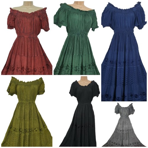 Maxi abito bohemien - , ricamato