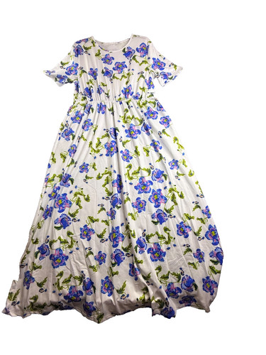 Maxi abito bianco blu viola