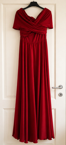Vestito lungo rosso raso - , da